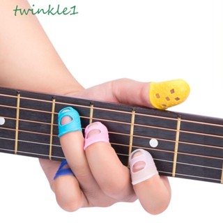 Twinkle1 ถุงมือซิลิโคน กันลื่น ระบายอากาศ สีพื้น สําหรับเล่นกีตาร์ อูคูเลเล่ 4 ชิ้น ต่อชุด