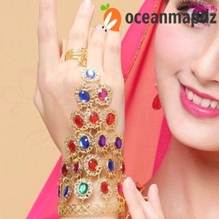 Oceanmapdz เครื่องประดับ สร้อยข้อมือ ประดับเพชร พลอยเทียม สร้างสรรค์ สไตล์อินเดีย สําหรับเต้นรําหน้าท้อง