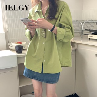 Ielgy เสื้อเชิ้ตแขนยาว ทรงหลวม สไตล์ญี่ปุ่น สําหรับผู้หญิง