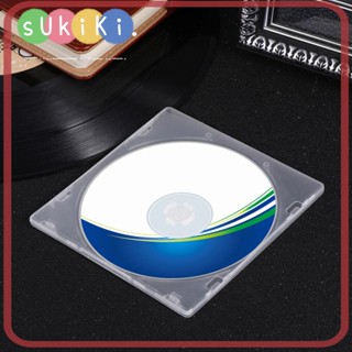 Sukiki กล่องเก็บแผ่น CD DVD PP ทรงสี่เหลี่ยม แบบบาง สีโปร่งใส ติดตั้งได้ 20 ชิ้น