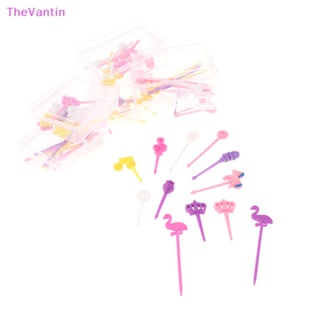 Thevantin ส้อมจิ้มผลไม้ เบนโตะ สลัด ของหวาน อาหารกลางวัน แบบใส ลายการ์ตูน สําหรับเด็ก 6 8 10 ชิ้น