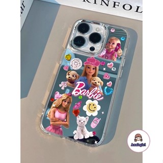 เคสโทรศัพท์มือถือกระจก กันกระแทก ลายบาร์บี้ แฟชั่น สําหรับ IPhone 11 14Pro Max 12Pro 13 Promax XS XR