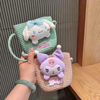 Japanese Cute Cartoon Letter Small Bag Childrens Straw Bag Mini Messenger Bag Beach Personality Zipper Bag Shoulder Bag fbLZ