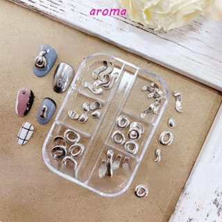 Aroma อุปกรณ์ตกแต่งเล็บ จี้โลหะอัลลอย 3D DIY สําหรับตกแต่งเล็บ 30 ชิ้น ต่อกล่อง