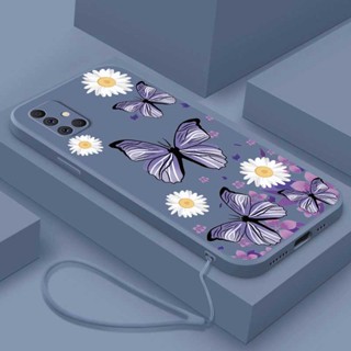 [ฟรีสายคล้อง] เคสซิลิโคนนิ่ม ขอบสี่เหลี่ยม ลายดอกไม้ ผีเสื้อ สําหรับ infinix hot 11 Play 10 9 Play 10s hot 10i Note 8 10 Pro