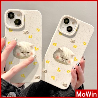 Mowin - เข้ากันได้สำหรับ เคสไอโฟน เคสไอโฟน11 เคส iphone 11 เป็นมิตรกับสิ่งแวดล้อมสีขาวสีเหลืองเคสกันกระแทกแบบนุ่มน่ารัก Doodle Face Kitten เข้ากันได้กับ iPhone 13 Pro max 12 Pro Max 11 XR XS 7 8Plus