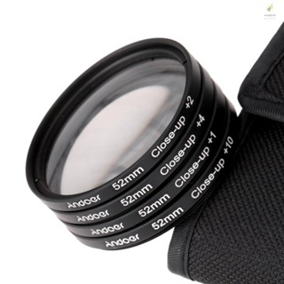 Andoer 52mm Macro Close-Up Filter Set +1 +2 +4 +10 with Pouch for  D7200 D5200 D3200 D3100   Pentax DSLRs