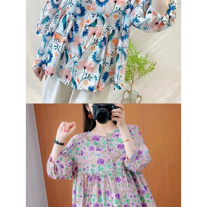 เสื้อครอปแขนตุ๊กตาลายดอกไม้ thumbnail 8