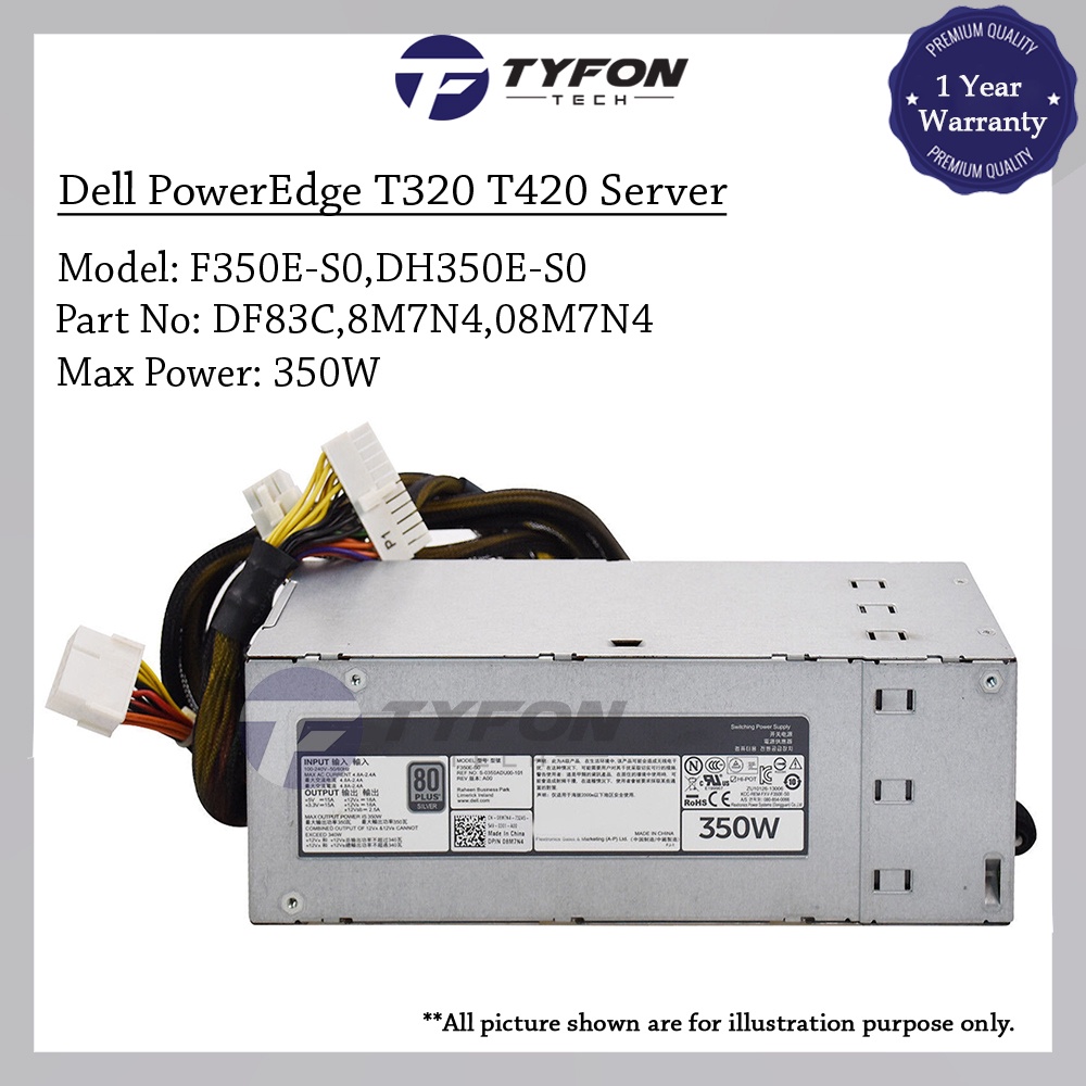 Dell PowerEdge T320 T420 350W PSU F350E-S0 DH350E-S0 DF83C 8M7N4 DPS-350AB-19 A (ตกแต่งใหม่)
