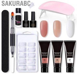 Sakurabc Poly Nail Extension Gel Kit  Polish Tool Set Beautiful Easy Operation DIY Manicure Mirror Like Top Coat Professional for Home