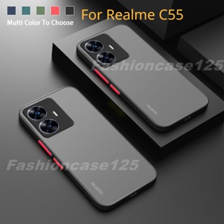 เคสโทรศัพท์มือถือ PC TPU โปร่งแสง ผิวด้าน กันกระแทก สําหรับ Realme C55 RealmeC55 4G 2023