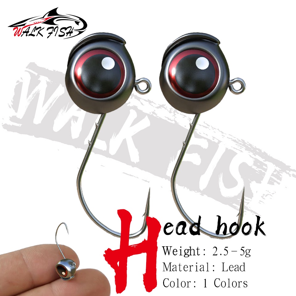 Walk Fish หัวตะขอตกปลาไบโอนิค ตาปลา 3D 2.5 กรัม 3.5 กรัม 5 กรัม 10 ชิ้น ต่อล็อต