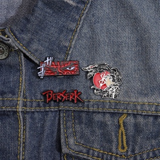 เข็มกลัด ลายการ์ตูน BERSERK Periphery Lapel Pins Fury Warrior สีดํา สําหรับตกแต่งเสื้อผ้าเพื่อน