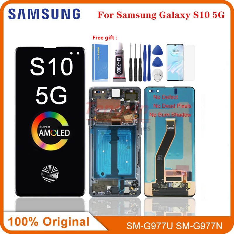 6.7 "AMOLED สําหรับ Samsung Galaxy S10 5G G977 G977N G977U จอแสดงผล LCD Touch Screen Digitizer Galax