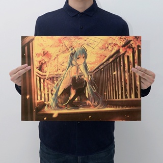 [J305] โปสเตอร์กระดาษคราฟท์ ลาย Hatsune Miku สไตล์เรโทร สําหรับตกแต่งคาเฟ่ บาร์