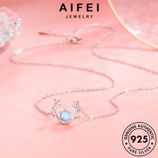 AIFEI JEWELRY จี้ ผู้หญิง กวางป่า สร้อยคอ เครื่องประดับ 925 มูนสโตน แท้ เกาหลี ต้นฉบับ แฟชั่น เครื่องประดับ Silver เงิน N20