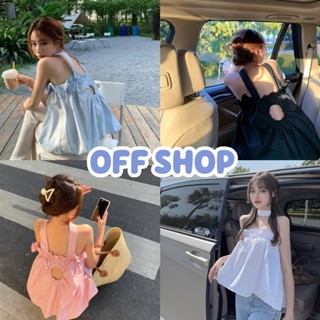 OFF SHOP พร้อมส่ง (OFF-60129) เสื้อสายคล้องคอ ผ้าชีฟอง น่ารักเกาหลีเบาๆ เว้าหน้าเล็กๆ