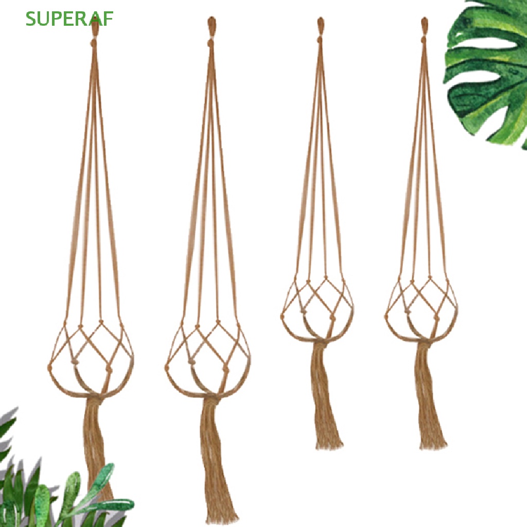 SUPERAF ที่วางหม้อ ไม้แขวนมาคราเม่ เป็นตะกร้า เชือกปอ งานฝีมือ ร้อน