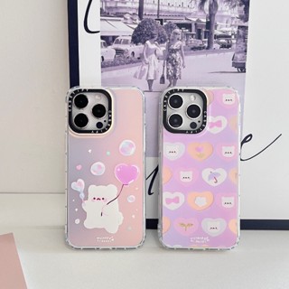 【Bubble Blowing Bear】casetify ฟิล์มอะคริลิค เลเซอร์ กันตก หลากสี สําหรับ iPhone 14 Pro Max 13 12 Pro Max XR X XS Max 13 11 Promax 14plus 14Pro