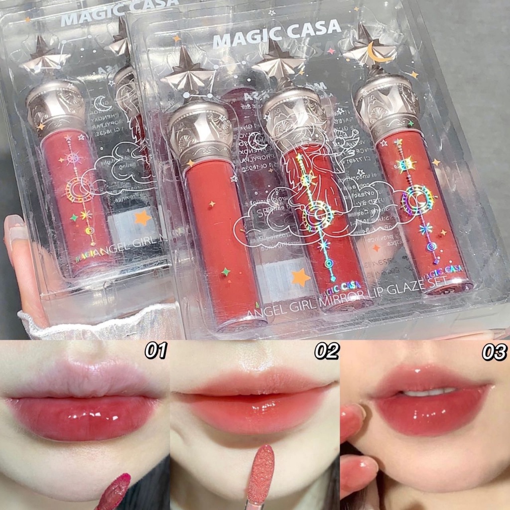 Magic CASA ลิปสติก ลิปกลอส เนื้อใส ขนาดเล็ก ติดทนนาน