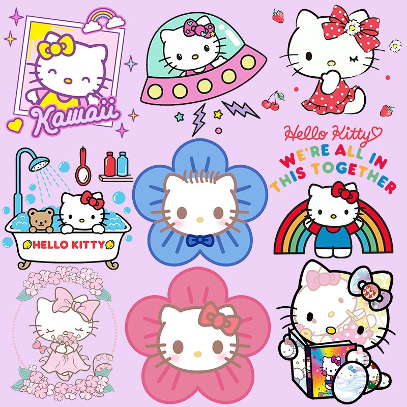 สติกเกอร์ ลายแมวคิตตี้ DIY สําหรับติดตกแต่งเสื้อผ้า กระเป๋า