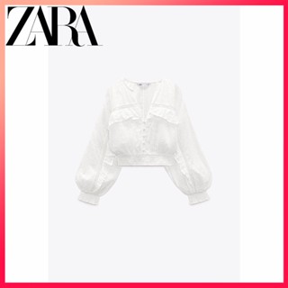 Zara ใหม่ เสื้อท็อปส์ แต่งลูกไม้ ชั้นบน สําหรับผู้หญิง