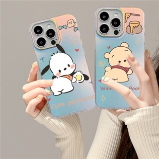 เคสโทรศัพท์มือถือ ลายหมีพูห์ สีรุ้ง สําหรับ IPhone 14 13 12 11 Pro Max XS XR XSmax 7 8 +7Plus 8Plus Plus SE 2020 QMLS