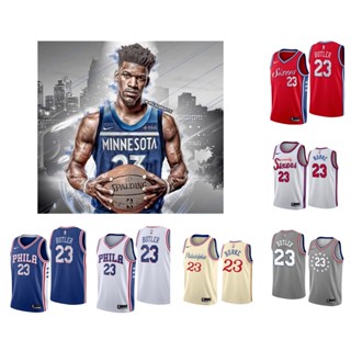 Philadelphia 76ers #23 Jimmy Butler เสื้อบาสเก็ตบอลชายสั้น -เสื้อยืดกีฬา