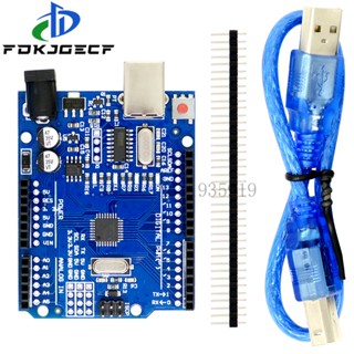 บอร์ดพัฒนา UNO R3 ATmega328P ชิป 16Mhz CH340 CH340G สําหรับ Arduino UNO R3 พร้อมหัวหมุดตรง และสายเคเบิล USB