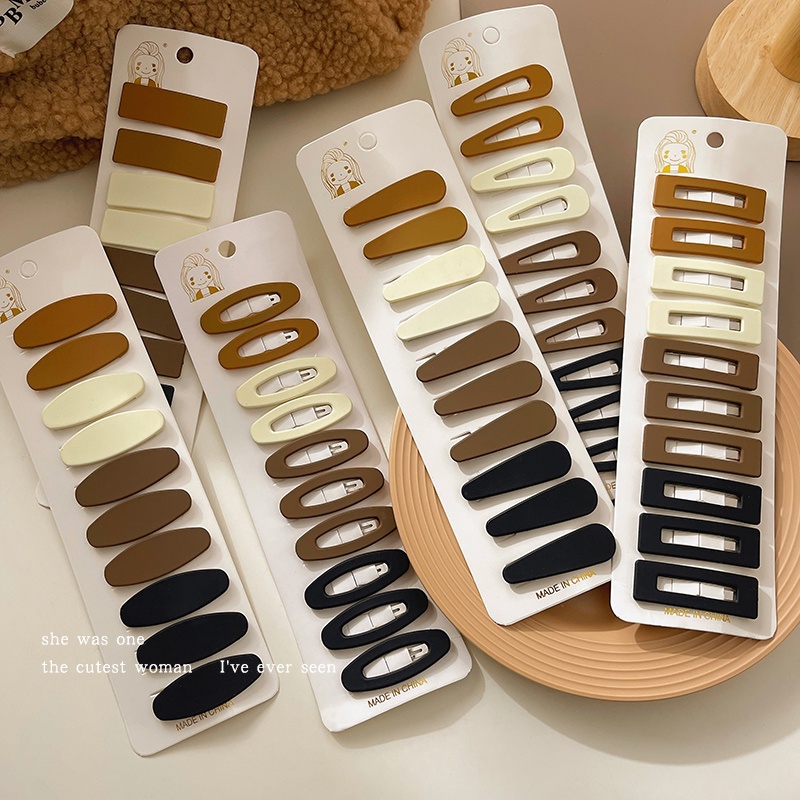 กิ๊บติดผมหน้าม้า เนื้อแมตต์ สีกากี สไตล์เกาหลี เครื่องประดับผม 3 ชิ้น