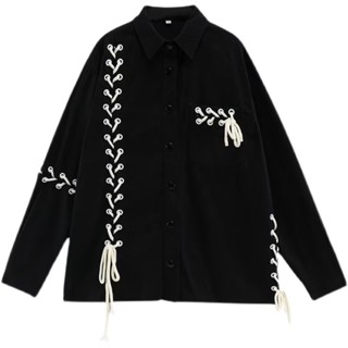 เสื้อแจ็กเก็ต แบบผูกเชือก ทรงหลวม แฟชั่นทันสมัย