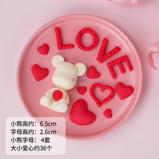 วันวาเลนไทน์น่ารักและหมีรุนแรงเค้กวันเกิดเครื่องประดับตกแต่งคู่สารภาพข้อเสนอหมีน้อยพันหน้าหมีปลั๊กอิน