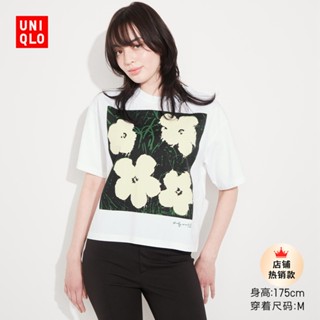 U---t เสื้อยืดแขนสั้น พิมพ์ลายดอกไม้ Andy สําหรับผู้หญิง (UT) Andy Warhol) 459492