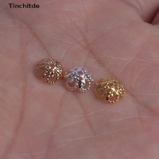 [Tinchitde] ลูกปัดโลหะ ลายดอกไม้ สีเงิน สีทอง 8 มม. 100 ชิ้น ต่อแพ็ค [Preferred]