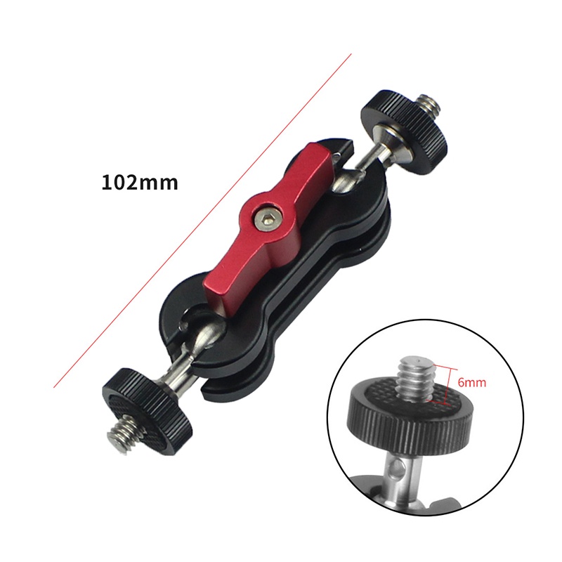 Feichao Magic Arm กล้อง Mount Dual Ballhead 1/4 สกรูสําหรับ GoPro 13 12 11 กล้อง DSLR กรงสําหรับ Monitor ไฟ LED/ไฟแฟลช/จอภาพ LCD