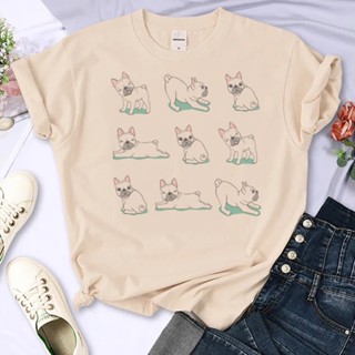 เสื้อยืด พิมพ์ลายมังงะ French Bulldog สไตล์ญี่ปุ่น ฮาราจูกุ สําหรับผู้หญิง y2k