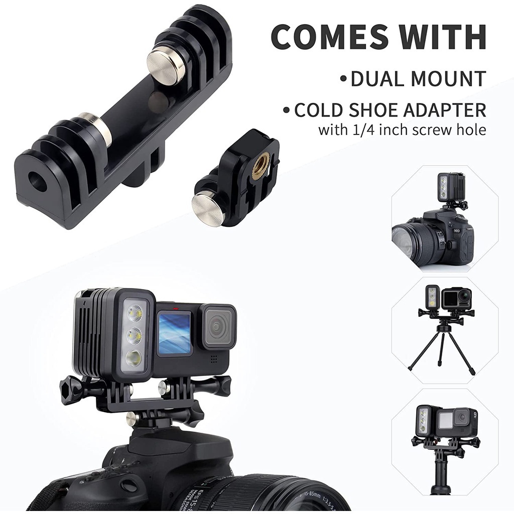 Skyeyes ไฟ LED กันน้ํา 45 ม. สําหรับกล้องแอคชั่น SJCAM DJI Action 2 3 Insta360 ONE R RS GoPro และอื่น ๆ
