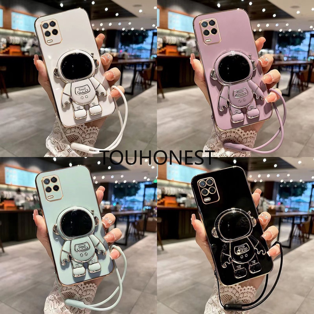 เคส Realme 8 Pro เคส Realme 9 Pro Plus เคส Realme 8i Case Realme Narzo 50 Case Realme 9i Case Realme V13 Case Realme V25 Case Realme Q3 Case Realme Q3i Q3S Case Fashion Silicone Cute Cool Anime Astronaut Stand Phone Cover Case With Rope TG โทรศัพท์มือถือ