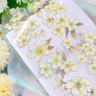 Pet เทปวาชิ เทปกาว ดอกไม้ ทิวทัศน์ กุหลาบ วารสาร แพลนเนอร์ ญี่ปุ่น ตกแต่ง กาว DIY งานฝีมือ สติกเกอร์ไดอารี่ สมุด