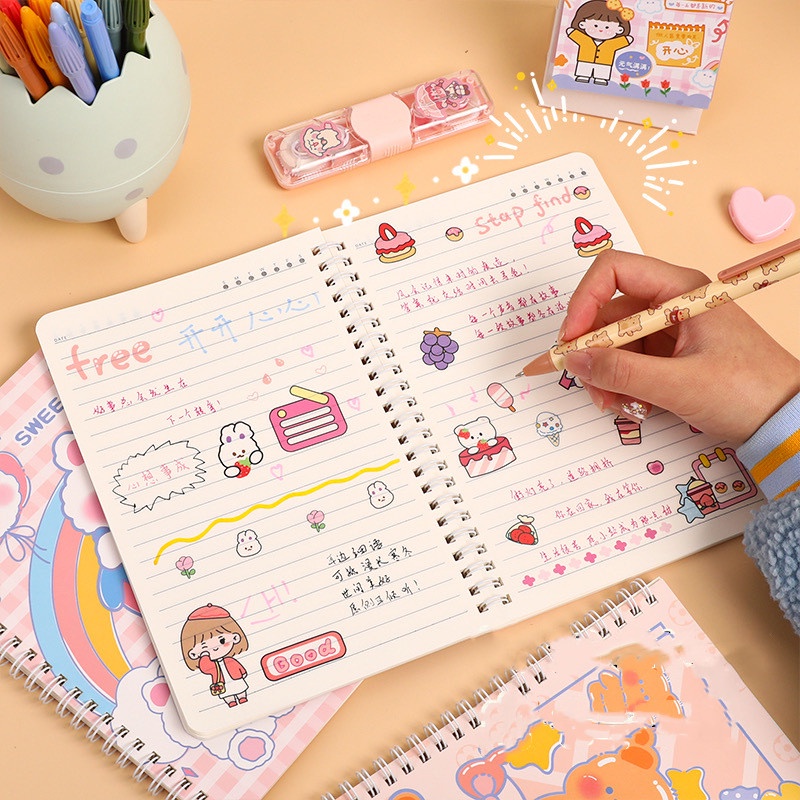 สมุดบันทึกการ์ตูน,สมุดบันทึกน่ารัก,สมุดโน้ต A5 60 แผ่น (สุ่ม) หนังสือการบ้านนักเรียน  อุปกรณ์การเรียน - รูปที่ 4