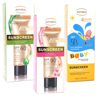 Airongsie ครีมกันแดด ควบคุมความมัน SPF50 60 90+ ให้ความชุ่มชื้น ป้องกันรังสียูวี 45 มล. สําหรับเด็ก และผู้ใหญ่