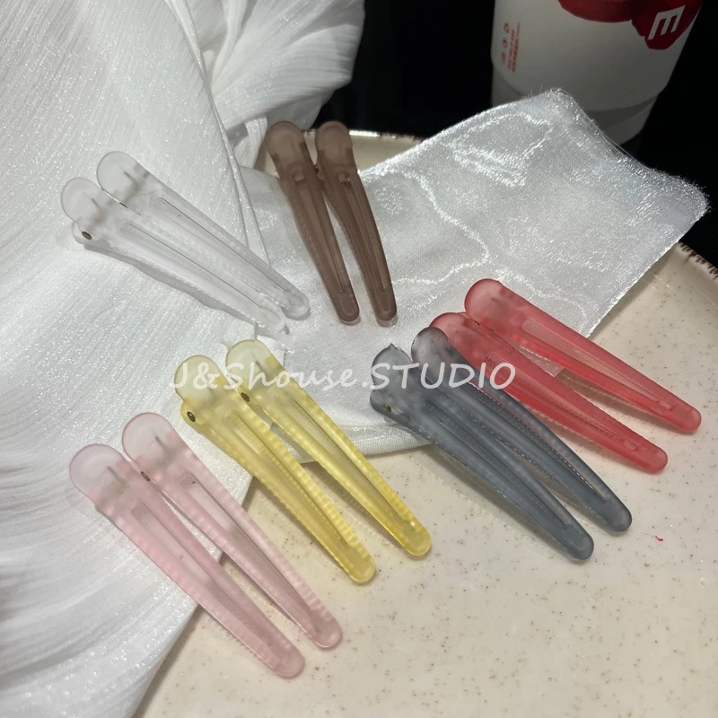 Kf618 2PCS สไตล์เกาหลีสาวสีเคลือบI รูปทรง bangs คลิปจระเข้ hairpstyle อุปกรณ์เสริมผู้หญิง