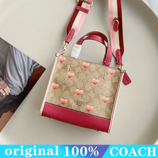 COACH ca621 dempsey Tote กระเป๋าถือผู้หญิง/กระเป๋าช้อปปิ้ง/กระเป๋าโท้ทพิมพ์ลายรูปหัวใจ/สี่เหลี่ยม