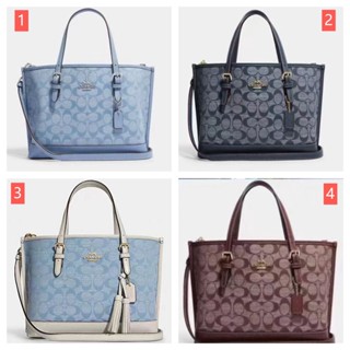 COACH CH228 CA142 mollie Tote 25 ขนาดกลาง/กระเป๋าโท้ทแบบพกพา/ความจุขนาดใหญ่/พร็อพลำลอง/กระเป๋าช้อปปิ้งผ้าใบ