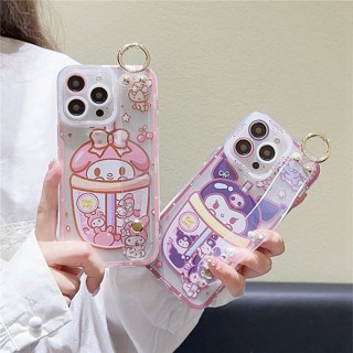 เคสโทรศัพท์มือถือแบบนิ่ม TPU ใส กันกระแทก ลาย Kuromi Melody พร้อมสายคล้องข้อมือ สําหรับ Huawei Y7A Y6P Nova y61 8i 10 9 SE 5T 3i 4e 7i Y9S Y9 Prime 2019 Play