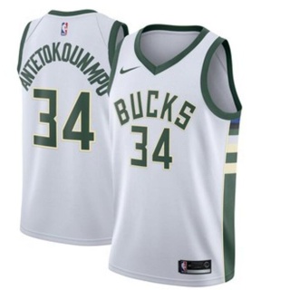 เสื้อกีฬาแขนสั้น ลายทีม Nba Milwaukee Bucks Giannis Antetokounmpo Swingman Jersey 34 สไตล์คลาสสิก สําหรับผู้ชาย# 346898