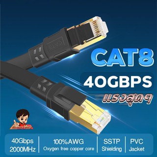 ✨สายแลน LAN Cat8 Cable  ⚡ แรงสุด รองรับspeed40Gbps 2000Mhz 🚀 ความยาว 1-15เมตร