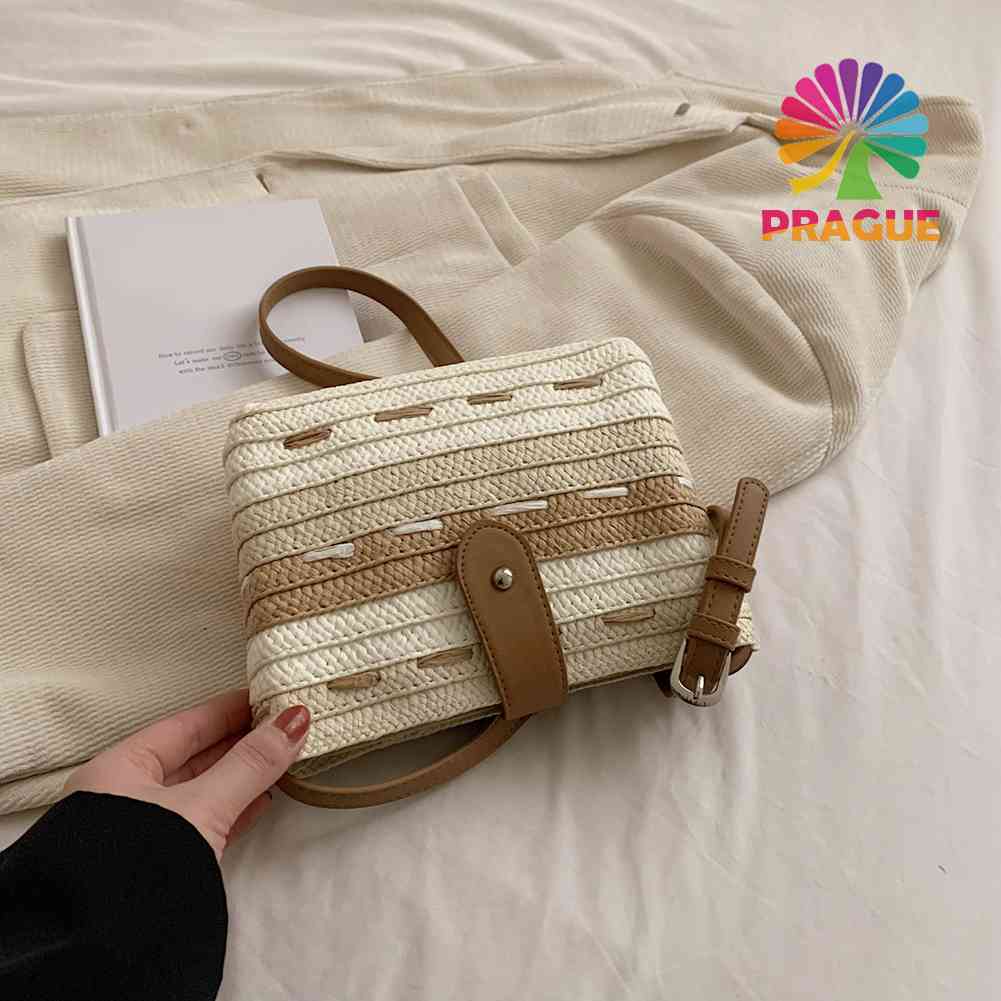 (พร้อมส่ง) กระเป๋าถือ กระเป๋าสะพายไหล่ สะพายข้าง เชือกถัก ไล่โทนสี เหมาะกับชายหาด ฤดูร้อน