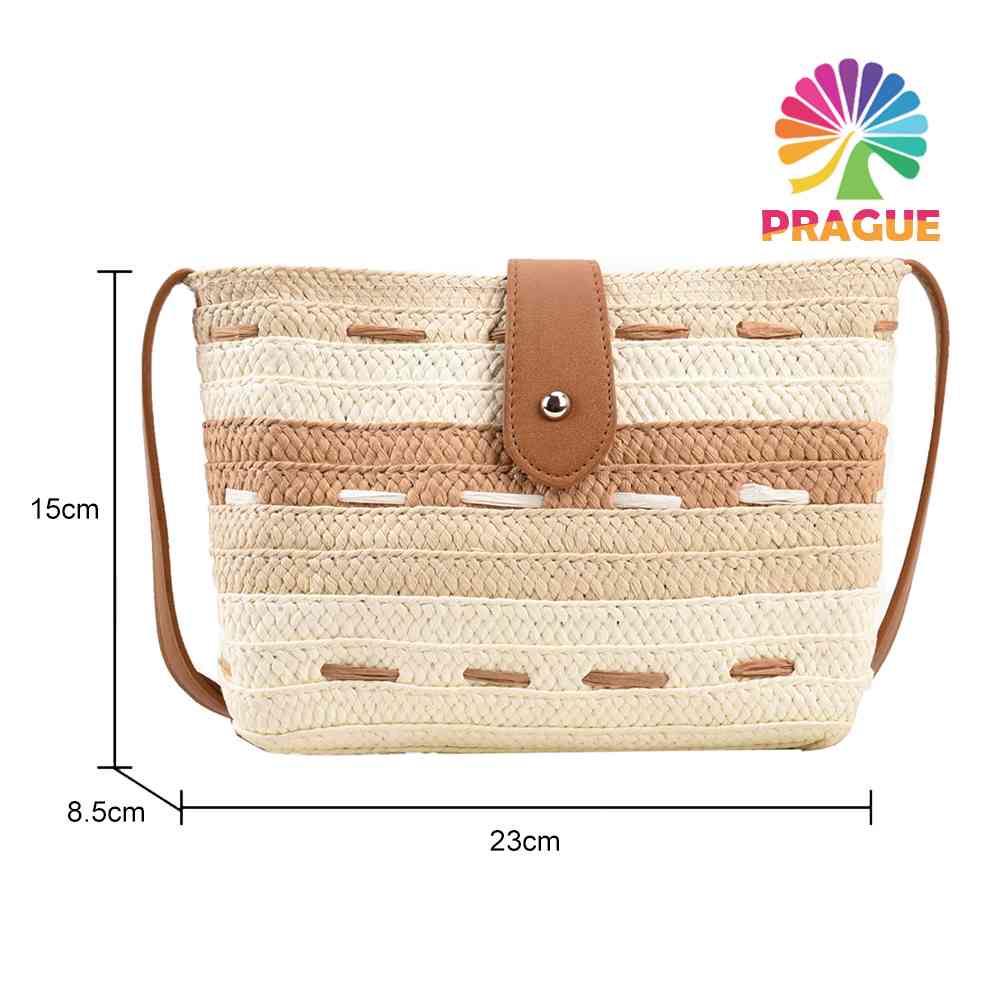 (พร้อมส่ง) กระเป๋าถือ กระเป๋าสะพายไหล่ สะพายข้าง เชือกถัก ไล่โทนสี เหมาะกับชายหาด ฤดูร้อน
