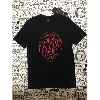 TOP CT CPS CHAPS MEN TEE เสื้อยืด ชาย GRAPHIC ลาย EIGHTY ROCK ROLL LEGEND สีดำ BLACK SIZE S และ M มือ 1 ออก Shop แท้แน่น